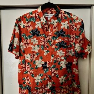 Old Navy Button Down Floral Orange Size Large